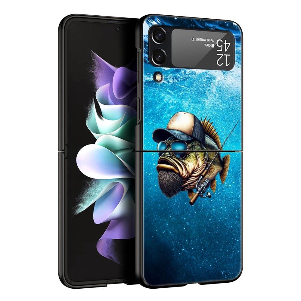 Hunting Fishing Man Hard PC Phone Case For Samsung Galaxy Z Flip 7 6 5 4 Black Cover For Galaxy Z Flip 3 Foldable Fundas Shell
