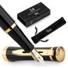 Перьевая ручка Wordsworth Black 18K Glided Medium включает в себя 24 стержня для чернил, подарочный золотой стержень, идеально подходит для мужчин и женщин, а также набор, перо, картриджи и т. д.