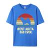 Vintage Best Akita Dad Ever Dog Lover Tshirt Male Fashionable Tops Tees Unisex Cotton Tshirts Red And Black Graphic T Shirt