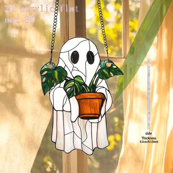 Halloween Ghost Suncatcher Wall Decor Ghost Sun Catcher Halloween Window Hanging Decoration Gift for Birthdays Housewarming Parties
