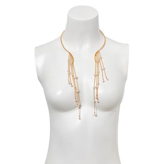 Длинный металлический открытый чокер с кисточками, звездой, искусственным жемчугом, бусины, воротник-кисточка, ожерелье на ключицу, украшения для груди и тела для женщин