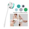 5 In 1 Electric Shower Cleaning Brush Set Rechargeable Long Handle Silicone Back Rubbing Brush for Bath Body Cleaning & Massage