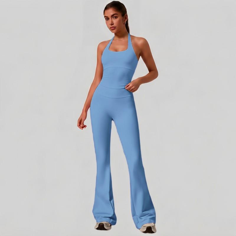 Womens Seamless Yoga Set With Built-in Bra Flared Leggings - High Elasticity Fitness Wear Gym Workout