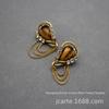 European Niche Design Tassel Earrings with Tiger Eye Stone - New Chinese Style Jewelry