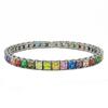 316L Stainless Steel Square Colorful CZ Tennis Bracelet Anti Tarnish Waterproof Rainbow Jewelry for Women