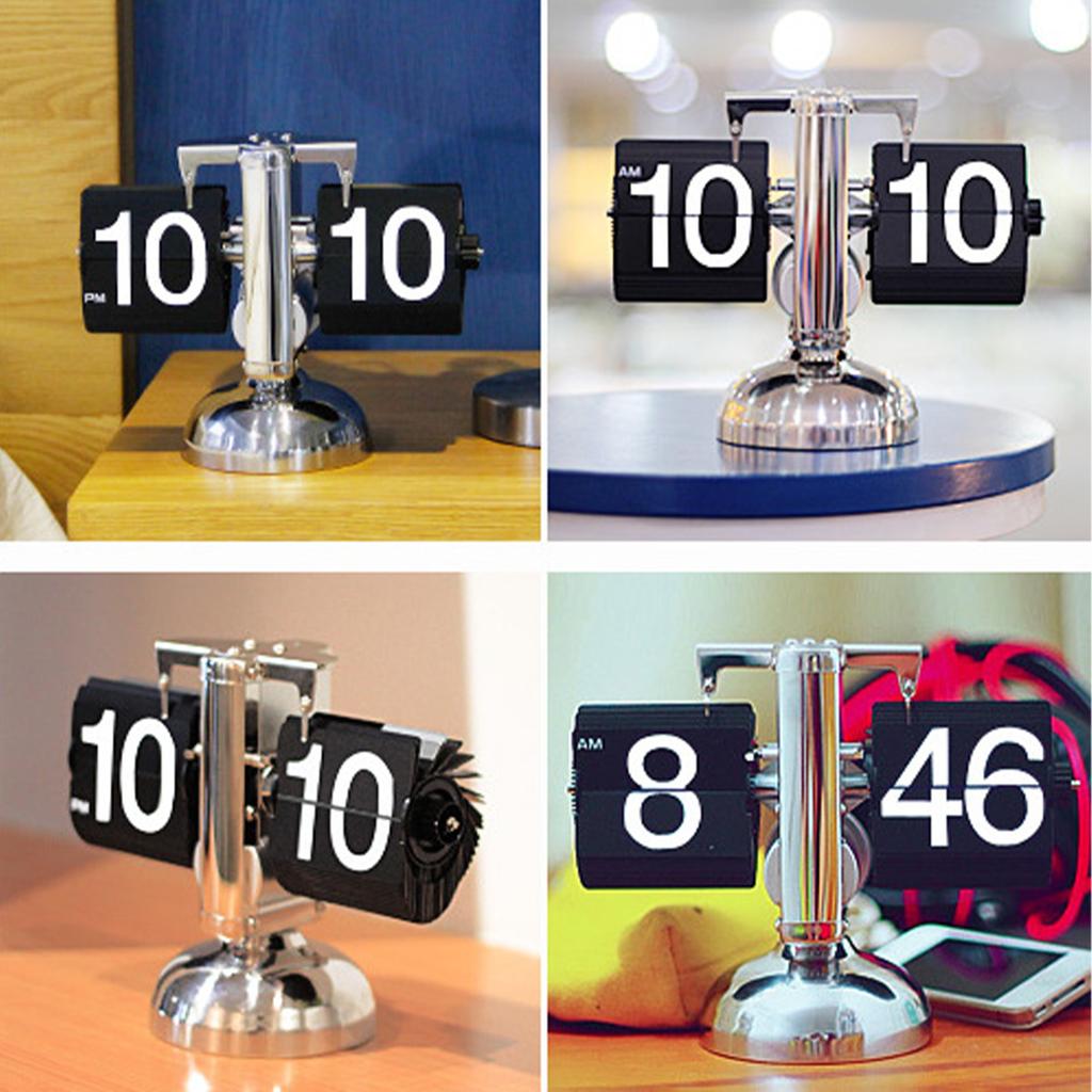 Digital Down Clock Retro Minimalist Single Foot Mechanical Auto Clock Desk Clock for Home