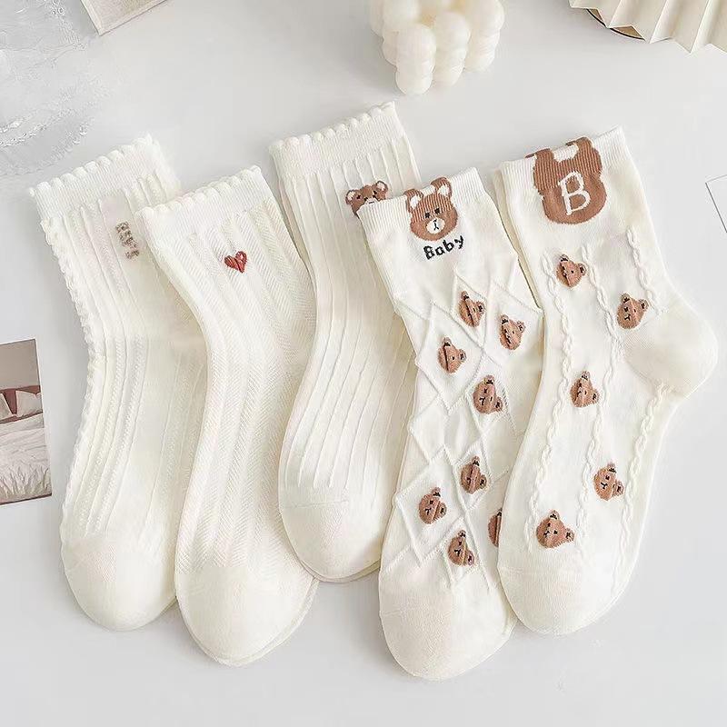 5 Pairs Socks Comfy & Breathable Mid Tube Socks for Women