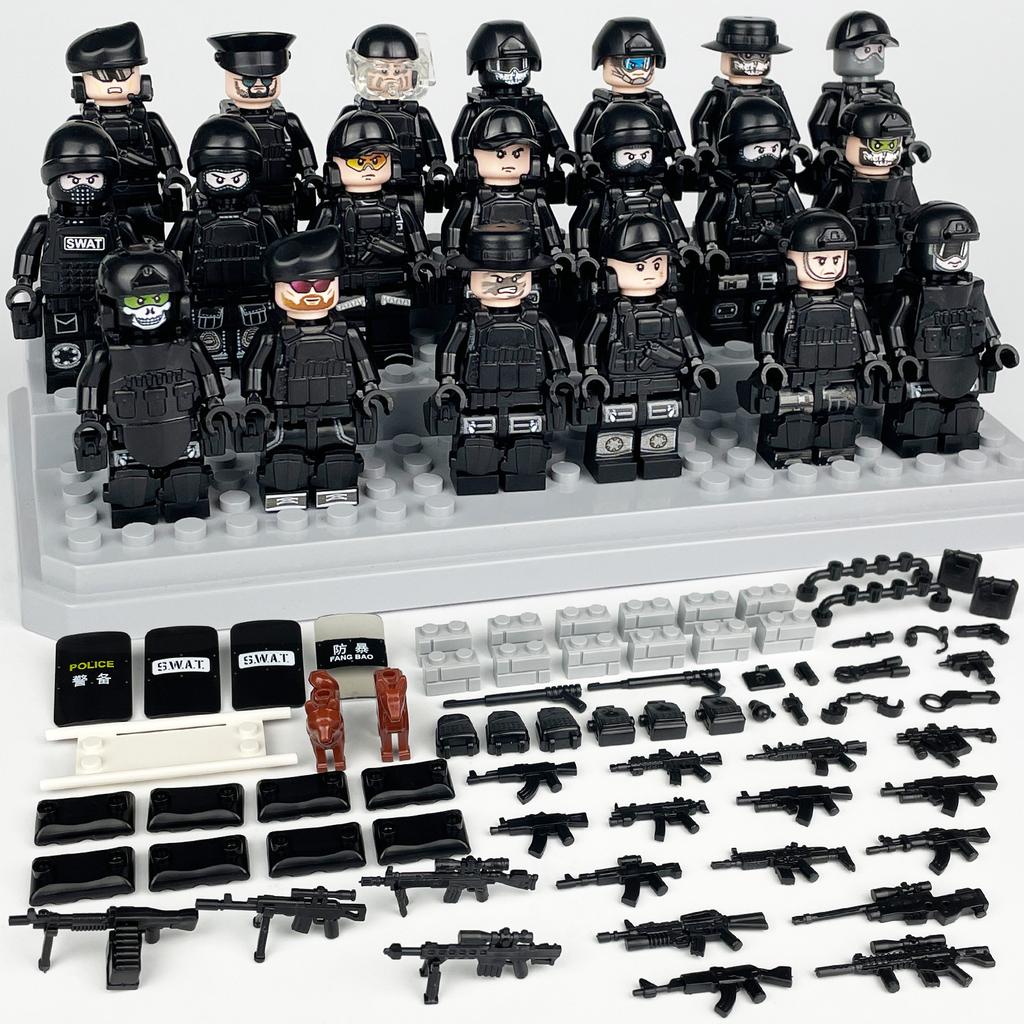 160 Black Swat Weapon Shield M8003 Human Military Doll Model Small Particle Fight
