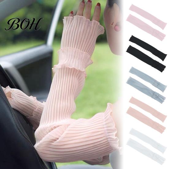 Складчатые накидки на руки 1 пара, женские длинные сетчатые рукава, защитные от солнца прозрачные чехлы, свадебные перчатки без пальцев с оборками, блокирующие УФ
