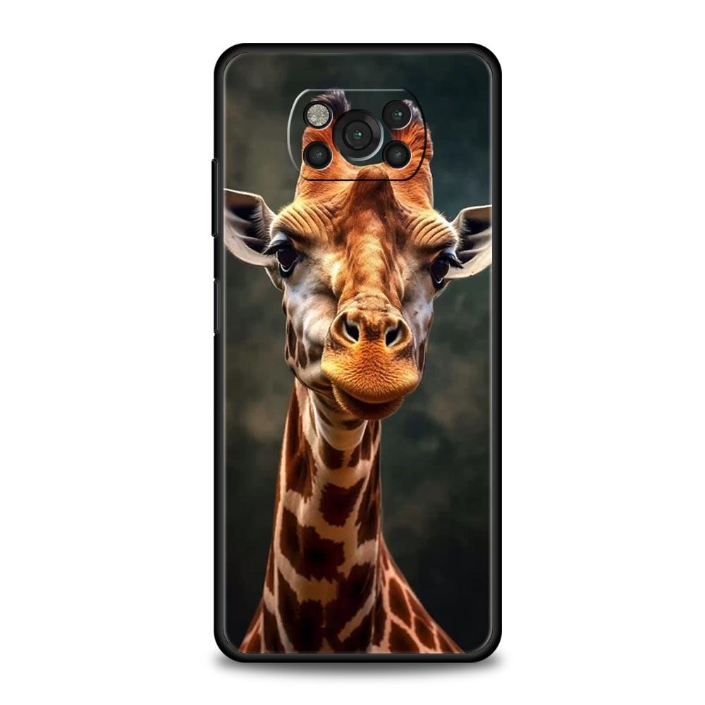 Чехол для телефона для Xiaomi Poco X6 X5 X4 Pro 5G X3 NFC F5 F4 M5 M4 M3 F3 GT C51 C50 C55 Мягкий силиконовый Черный чехол жираф