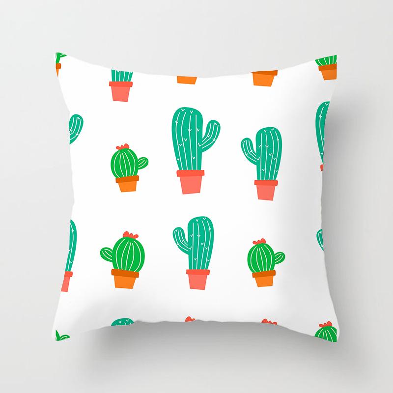 Home Supplies Cute Pastoral Cactus Print Pillow Cover Sofa Cushion Cover