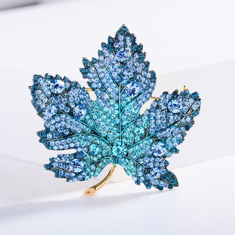 Elegant Diamond Maple Leaf Brooch: Creative Korean Fashion Pin for Suits, Jackets, and Sweaters