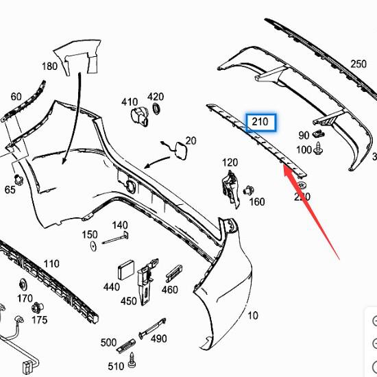 Хромированная накладка на задний бампер Mercedes-Benz B-Class B200 W246.