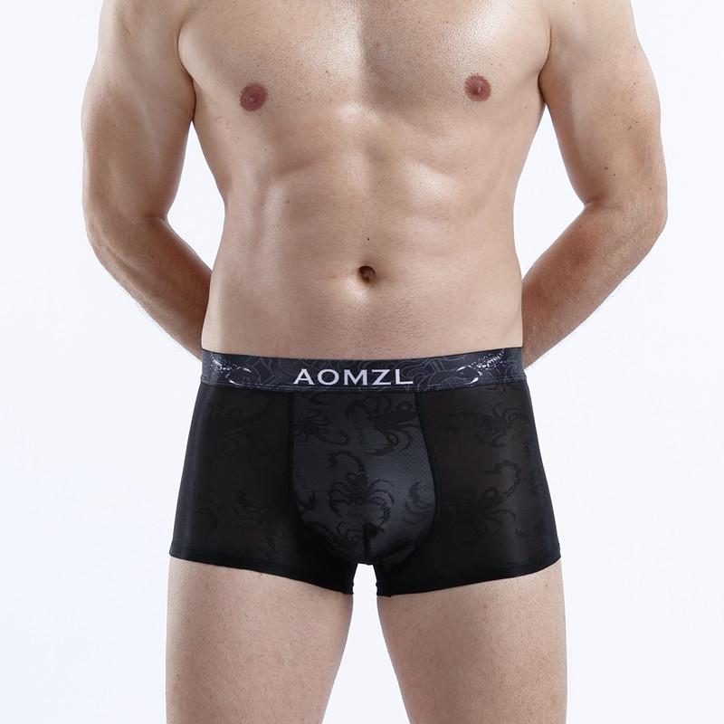 Новые мужские сексуальные трусы-боксеры из ледяного шелка в сетку, дышащие шорты-боксеры, модное нижнее белье