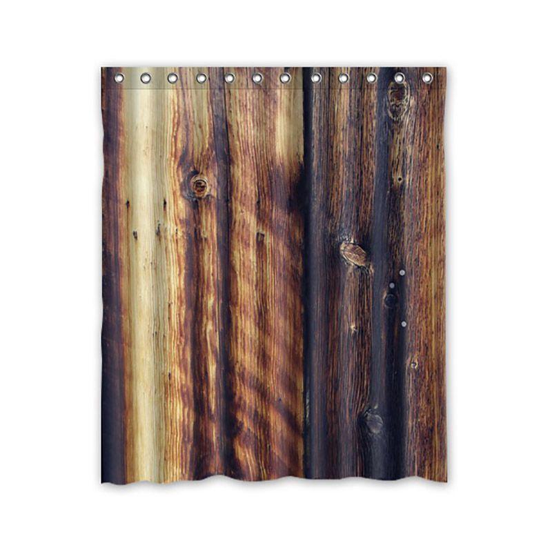 Штора Рустик для душа Дерево Амбарная дверь Узор Занавеска для ванны Водонепроницаемая с крючками