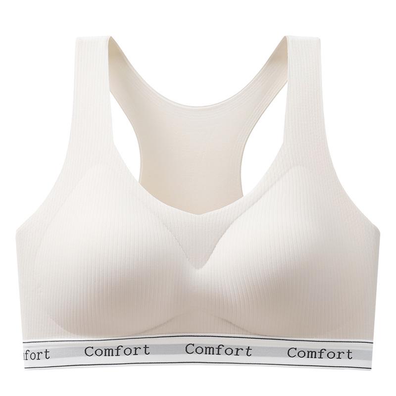 Women's Shockproof Seamless Sports Bra - Wireless, Thin, Anti-Sagging, Side Support, Small Chest Gathering Vest Bra.