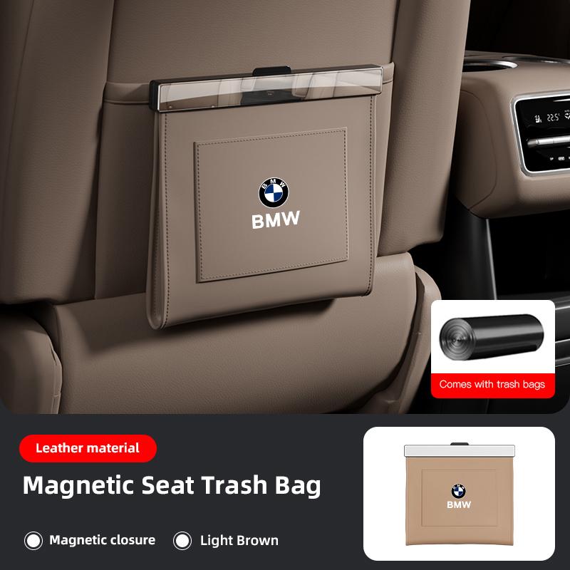 MXUI1 BMW Car Garbage Bag Magnetic Adsorption Seat Back Hanging Storage Bag Trash can For 50th E28 X3 F30 F40 F10 E46 E70 E39 E36 E92