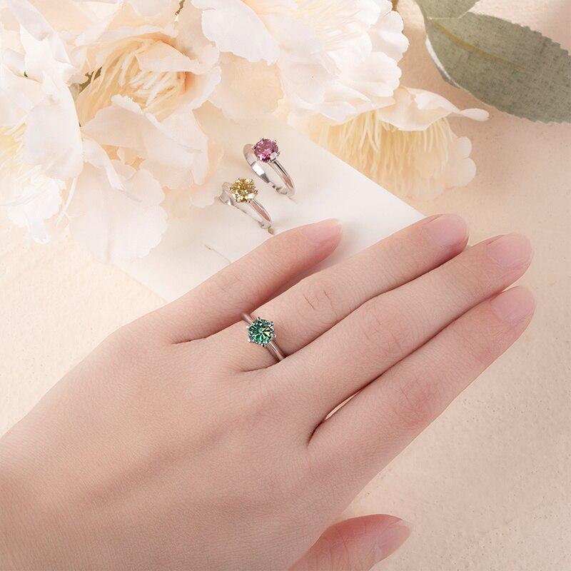 Bague Ringen Роскошные 100% настоящие 5-каратные кольца с муассанитом и бриллиантами для женщин, свадебные кольца из серебра 925 пробы, классические круглые ювелирные изделия, подарок с GRA