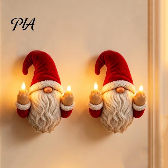 Xmas Indoor Hanging Ornament Lighted Gnome Ornament, Christmas Statue with Light Up Middle Fingers, Tabletop Party Home Accents Display or Wall