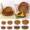 1Pcs Fruit Vegetable Cake Wicker Storage Tray Round Shape Plastic Rattan Threads Basket