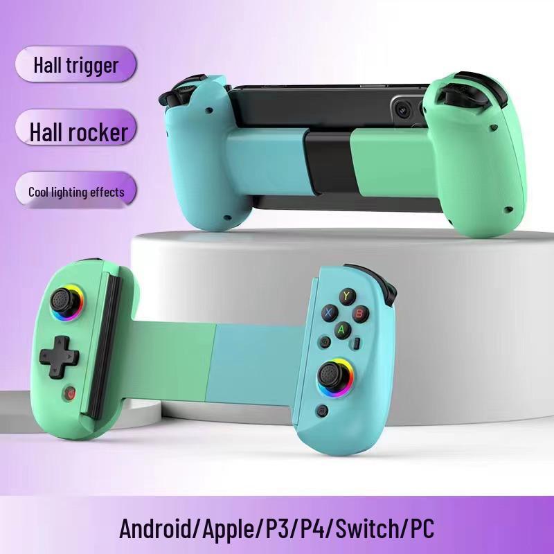 Игровой контроллер для телефона D8 RGB с выдвижной ручкой и шестиосевым джойстиком Холла для iOS, Android и Switch