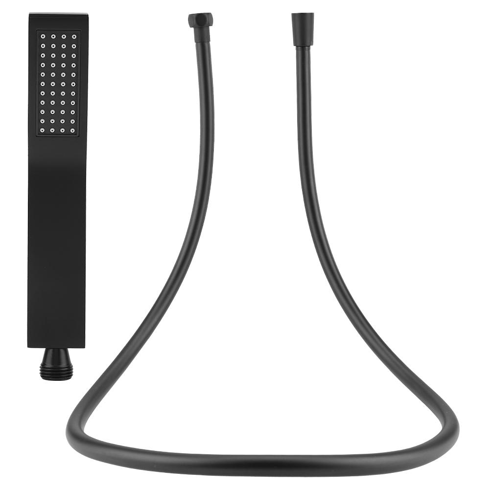 Матово-черная латунная квадратная ручная душевая головка для ванной комнаты с распылителем, ручной душ со шлангом