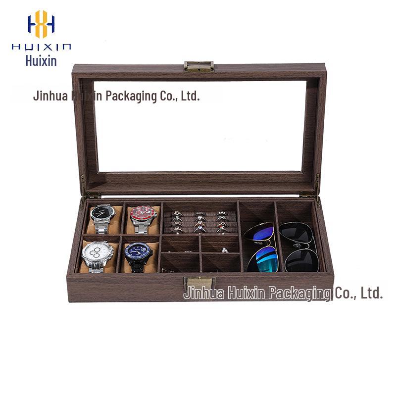 «Коробка для хранения часов и ювелирных изделий из искусственной кожи с текстурой под дерево в стиле ретро»
