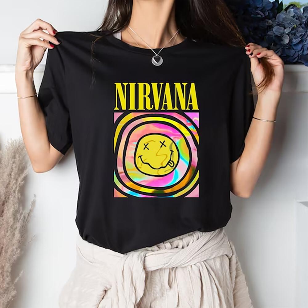 Футболка Nirvana с улыбающимся лицом Модная унисекс футболка Подарок Все размеры S5XL