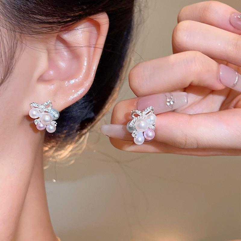 Серьги-цветы из серебра S925 пробы с жемчугом для женщин - роскошь, модный корейский стиль