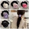 Веревка для волос с цветком и розой, резинка для волос, эластичная повязка для волос, темперамент, шелковая атласная веревка для волос, дети