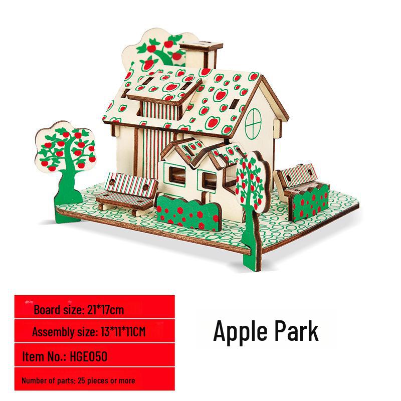 3D деревянная модель дома-головоломки: Развивающая игрушка для раннего обучения детей