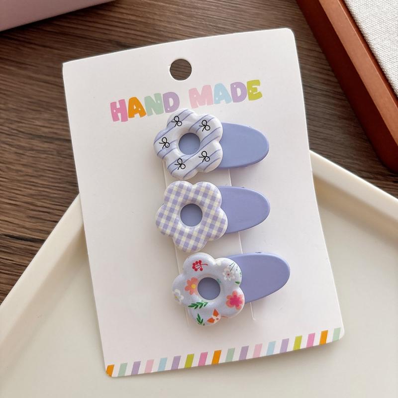 3 шт./набор Корейские заколки для волос Нескользящие Детские цветочные заколки-автоматы для детской челки Аксессуары для волос