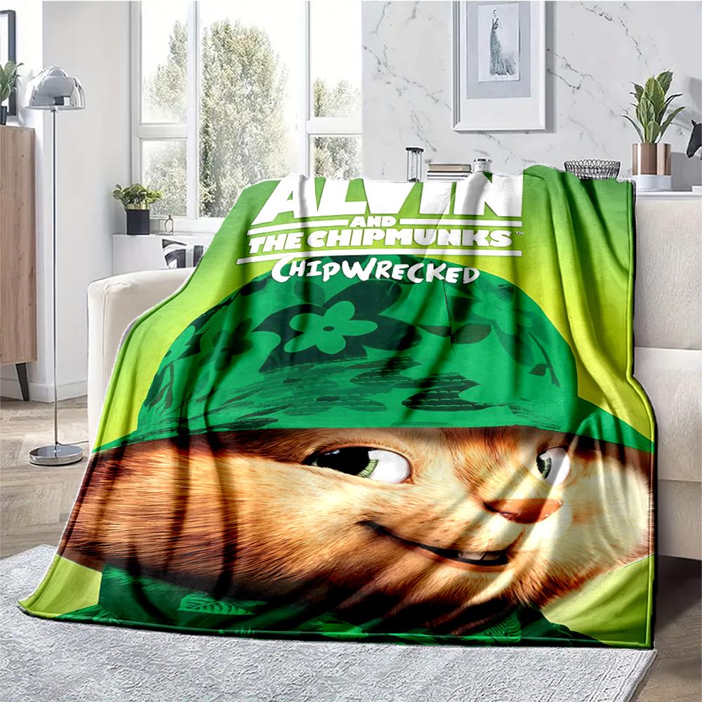 Alvin and the Chipmunks Theme Printed Blanket - Perfect for Couch, Bed, Travel & Outdoor Use | Machine Washable, Cozy & Durable.