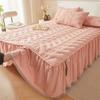 3 шт. Юбка для пододеяльника Наволочка Стеганое покрывало, Элегантный стиль Волан для кровати с оборками Устойчивое к сминанию и выцветанию постельное белье
