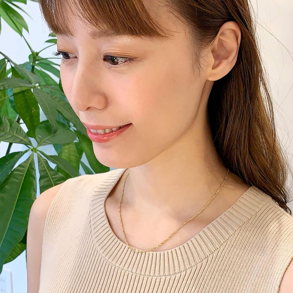 Цепочка с винтовой цепью K18 шириной 40 см, ожерелье из 18-каратного золота [FAIRY CULLET] приблизительно. 1,6 мм примерно. 2.5g