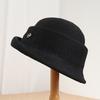Solid color simple crimped brim basin hat women's spring summer light and breathable casual versatile hat elegant retro bucket hat
