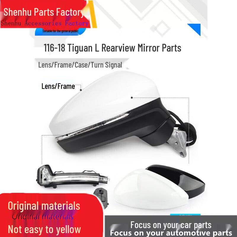 Корпус зеркала заднего вида Volkswagen Tiguan L '16-'18 с крышкой для камеры заднего вида и отражателем указателя поворота.