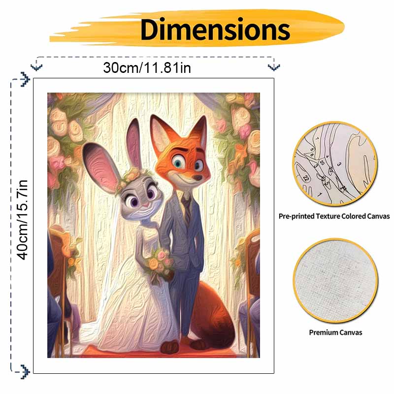 Disney Wedding Zootopia Oil Painting Kit Home Bedroom Wall Decor Handmade Gift Art Crafts Diy Paint By Numbers Romantic Cartoon