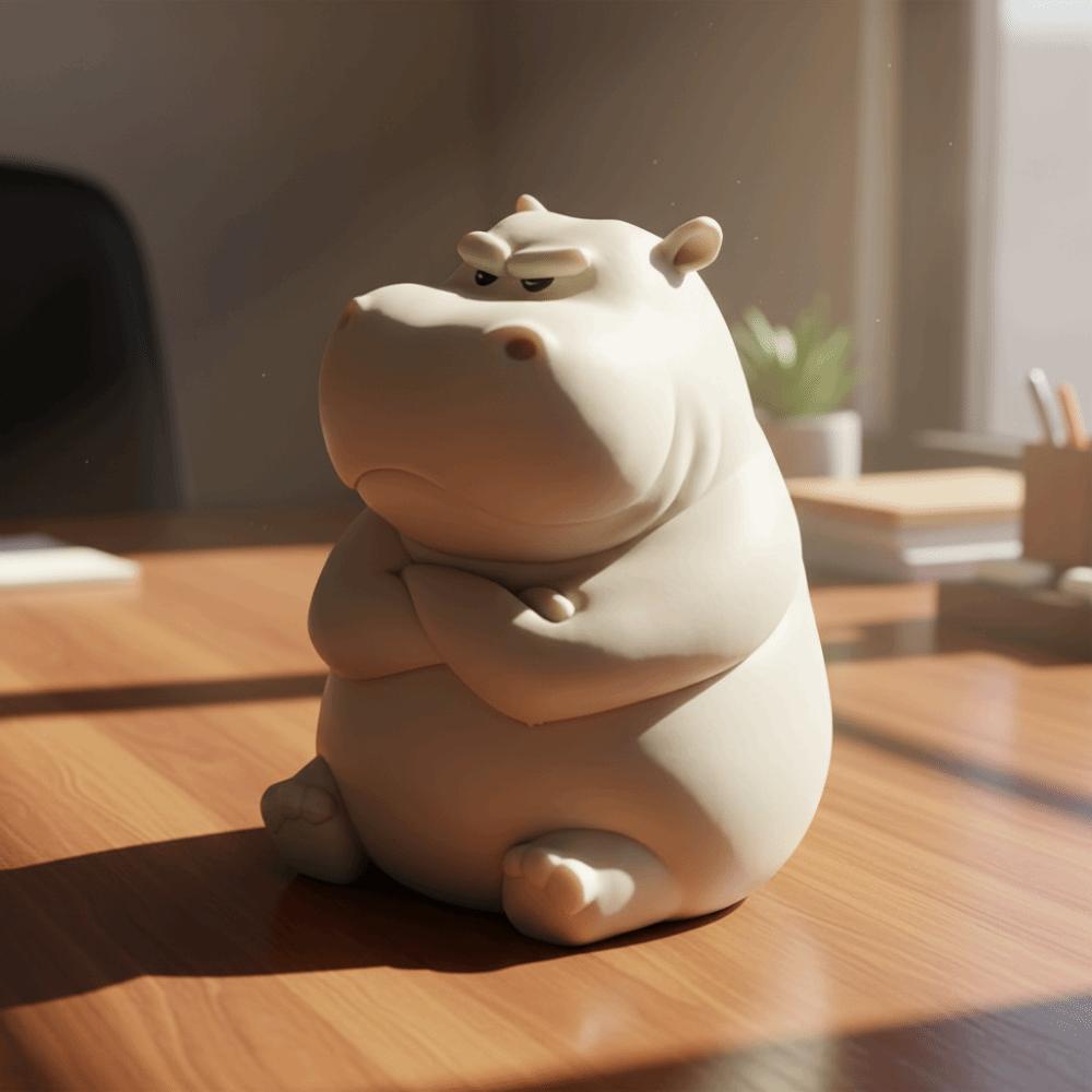 Desktop Decoration Irritable Hippopotamus Ornament 3D Printing Desktop Sculpture Decoration Home