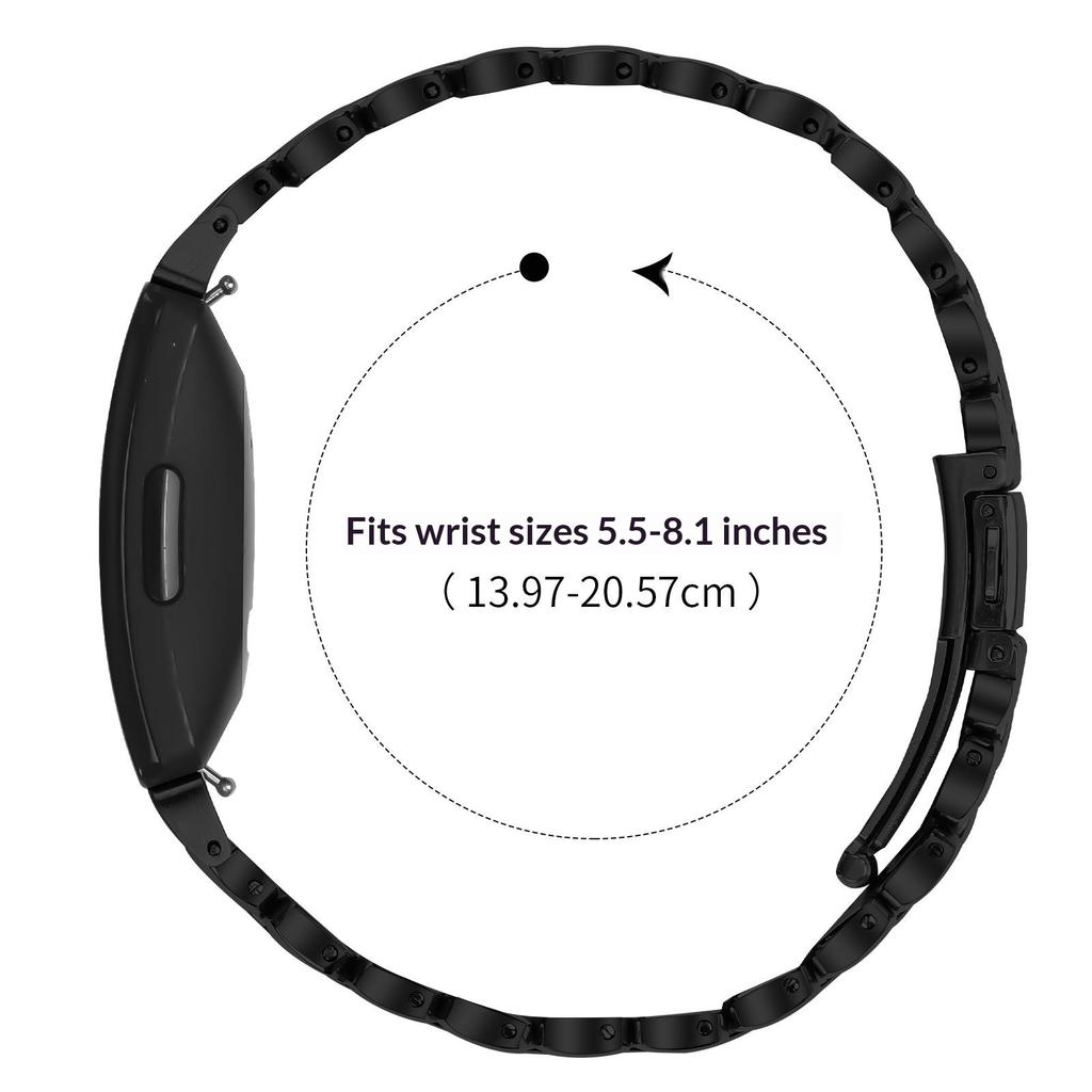 Ремешок для часов Fitbit Inspire HR/Inspire 2/Inspire, жемчужной формы, из нержавеющей стали, черный, для запястья