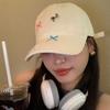RICYGVM Women Bow Baseball Hat Shiny Rhinestone Duck Tongue Hats Korean Girls Peaked Cap Solid Cotton Outdoor Sunshade Visors