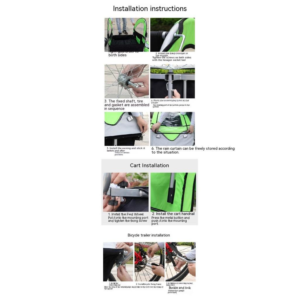 Двойной детский велосипедный прицеп (три колеса) можно сложить и установить