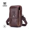BULLCAPTAIN Genuine Leather Waist Pack Fanny Pack Belt Bag Phone Pouch Bags Travel Waist Pack Male Small Waist Bag Leather Pouch