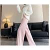 Women's Autumn and Winter Knitted Wide Leg High Waisted Pure Colour Pants