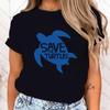 (Premium T-shirt)New Funny Protect The Ocean Save A Turtle Printed T-Shirts Fashion Women Short Sleeve Cool Summer Casual Tops