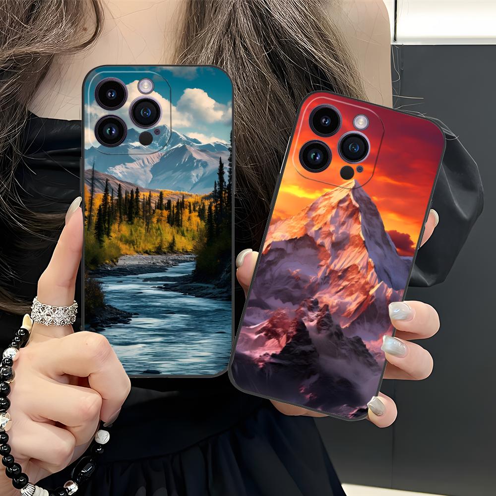 Чехол для мобильного телефона "Горный Лес" для iPhone 17 16 15 14 13 12 11 X XR XS 8 7 Air Pro Max Plus Mini Цветной Чехол Чехол Красивый