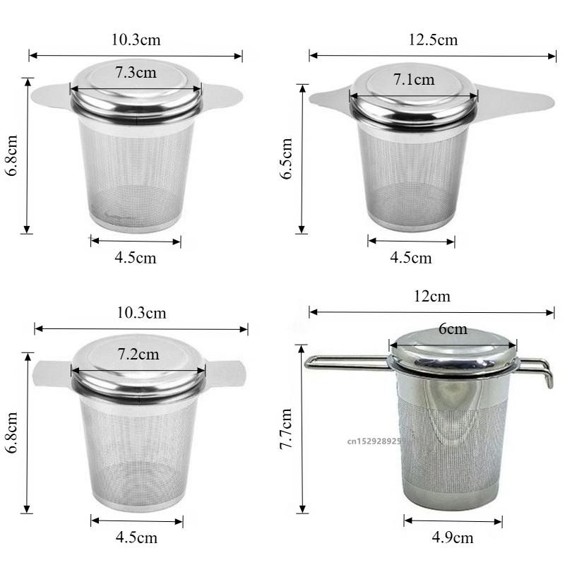 Stainless Steel Double Handle Loose Leaf Tea Infuser, Fine Mesh Coffee Filter Spoon with Lid, Hanging Leak-proof Tea Strainer