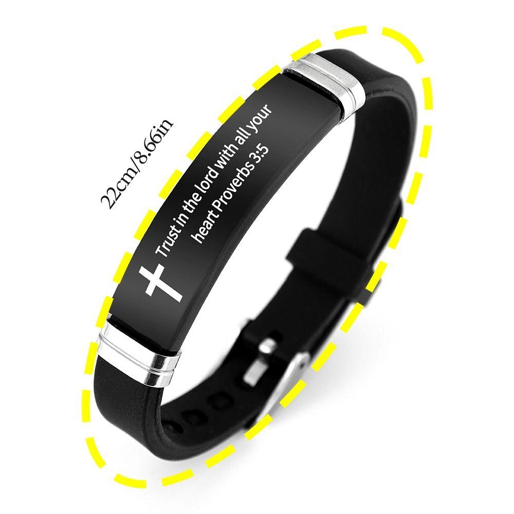 ID Wristband Family Friendship Bracelet Cross Design Bible Verse Bracelet  For Women