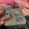 Modified Face Butterfly Water Drop Fringed Earrings Colored Zircon Inlaid Earrings Flying Long