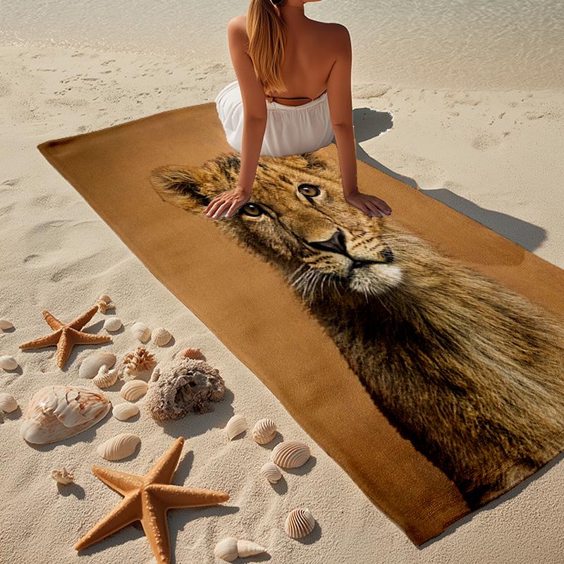 Lion In The Wild Beach Towel, Super Soft Microfiber, Gift for Her/Him, Birthday, for Pool, Beach, Travel, Home Decor Fan gifts
